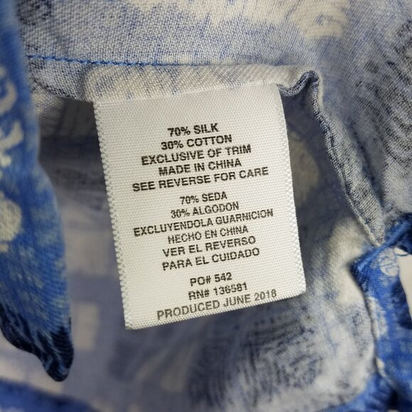 NAT NAST Button Up Shirt Men's XL Silk Blend Blue Square Hawaiian Short Sleeve - Picture 11 of 15